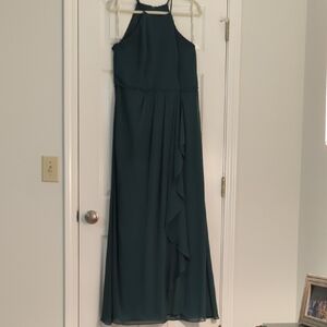 David's Bridal Juniper Halter Neck Maxi Dress - Dark Green